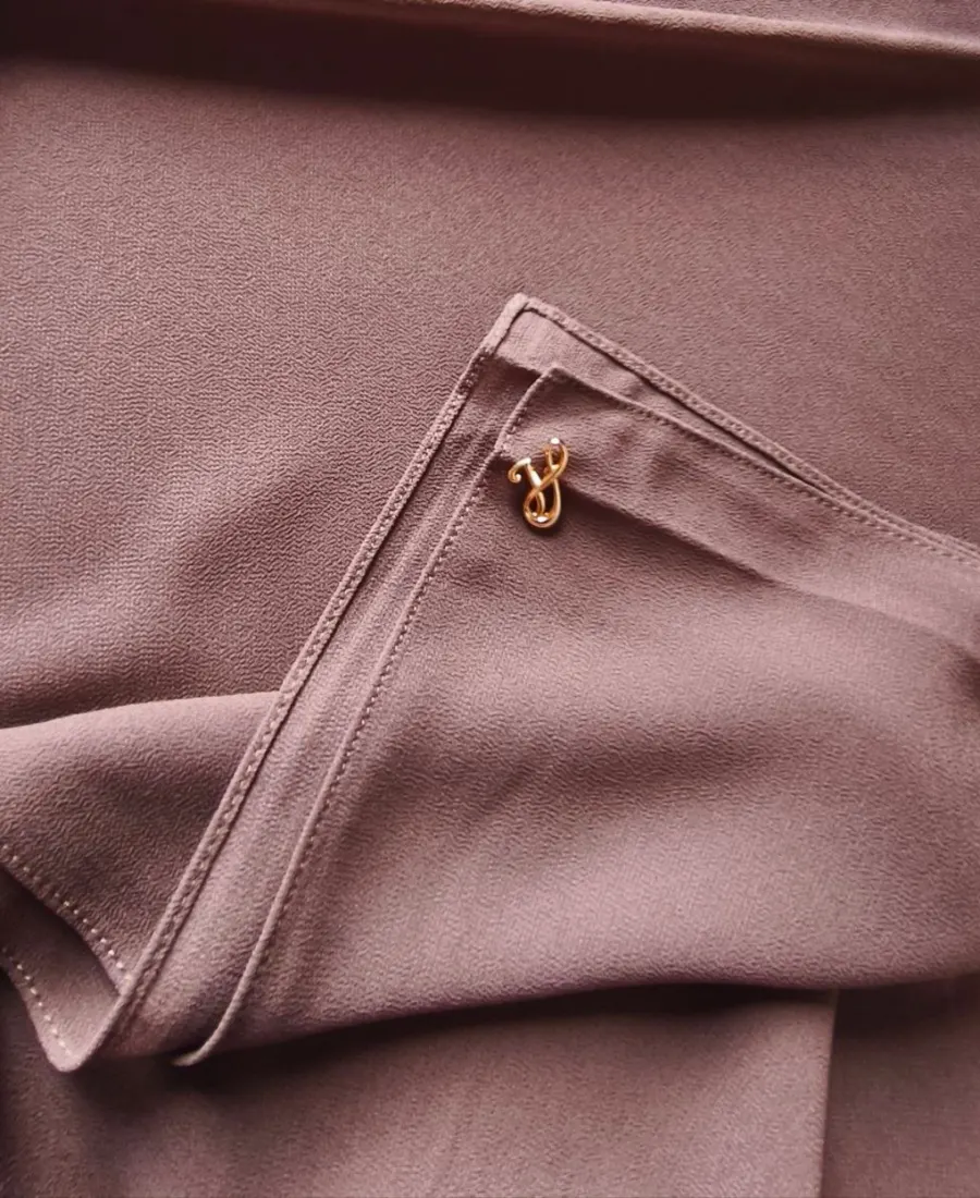 Soft dusty mauve muted purple pink premium chiffon hijab with signature gold charm