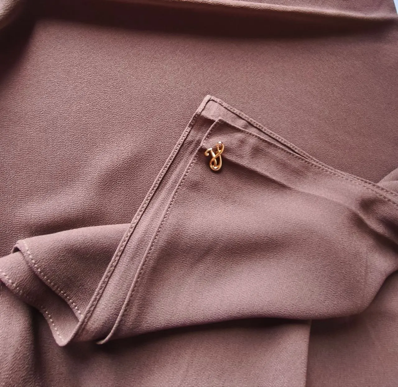 Soft dusty mauve muted purple pink premium chiffon hijab with signature gold charm